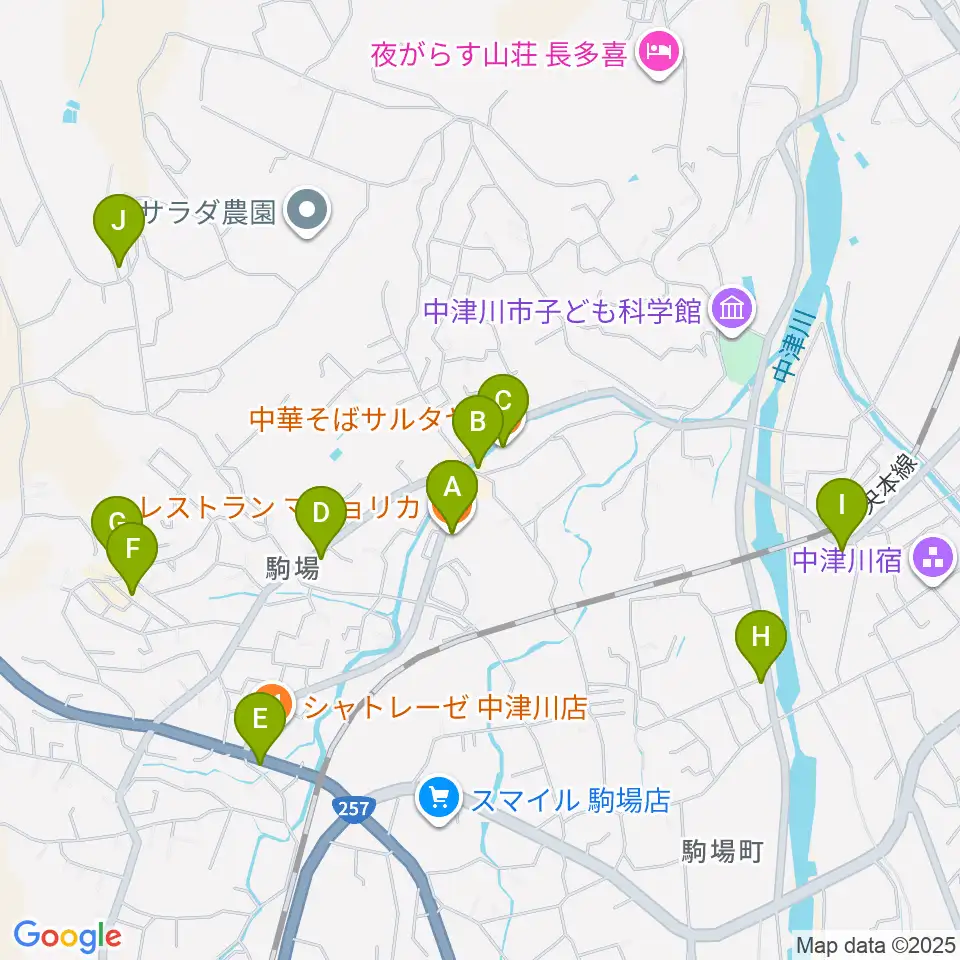 マジョリカ・バンブー周辺のファミレス・ファーストフード一覧地図