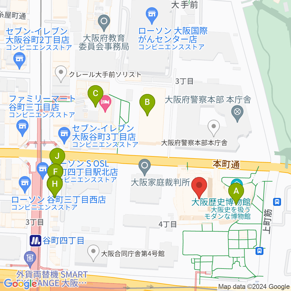 NHK大阪ホール周辺のファミレス・ファーストフード一覧地図