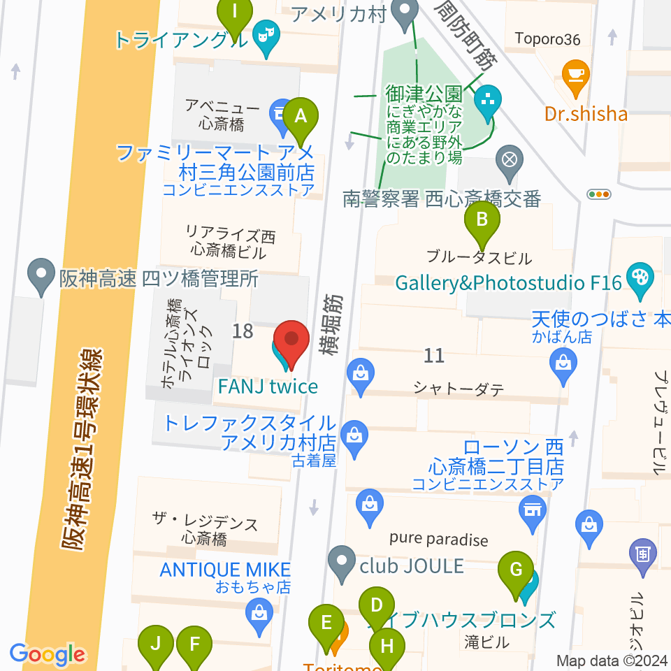 FANJ twice周辺のファミレス・ファーストフード一覧地図