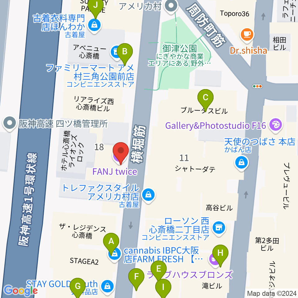 FANJ twice周辺のファミレス・ファーストフード一覧地図