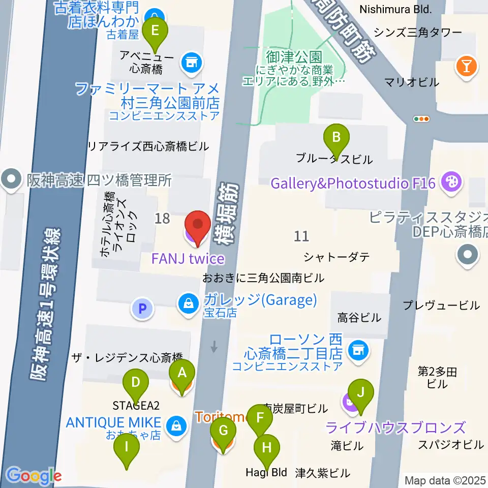 FANJ twice周辺のファミレス・ファーストフード一覧地図