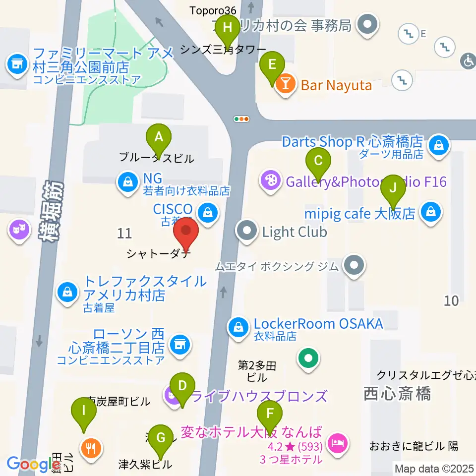 心斎橋キングコブラ周辺のファミレス・ファーストフード一覧地図