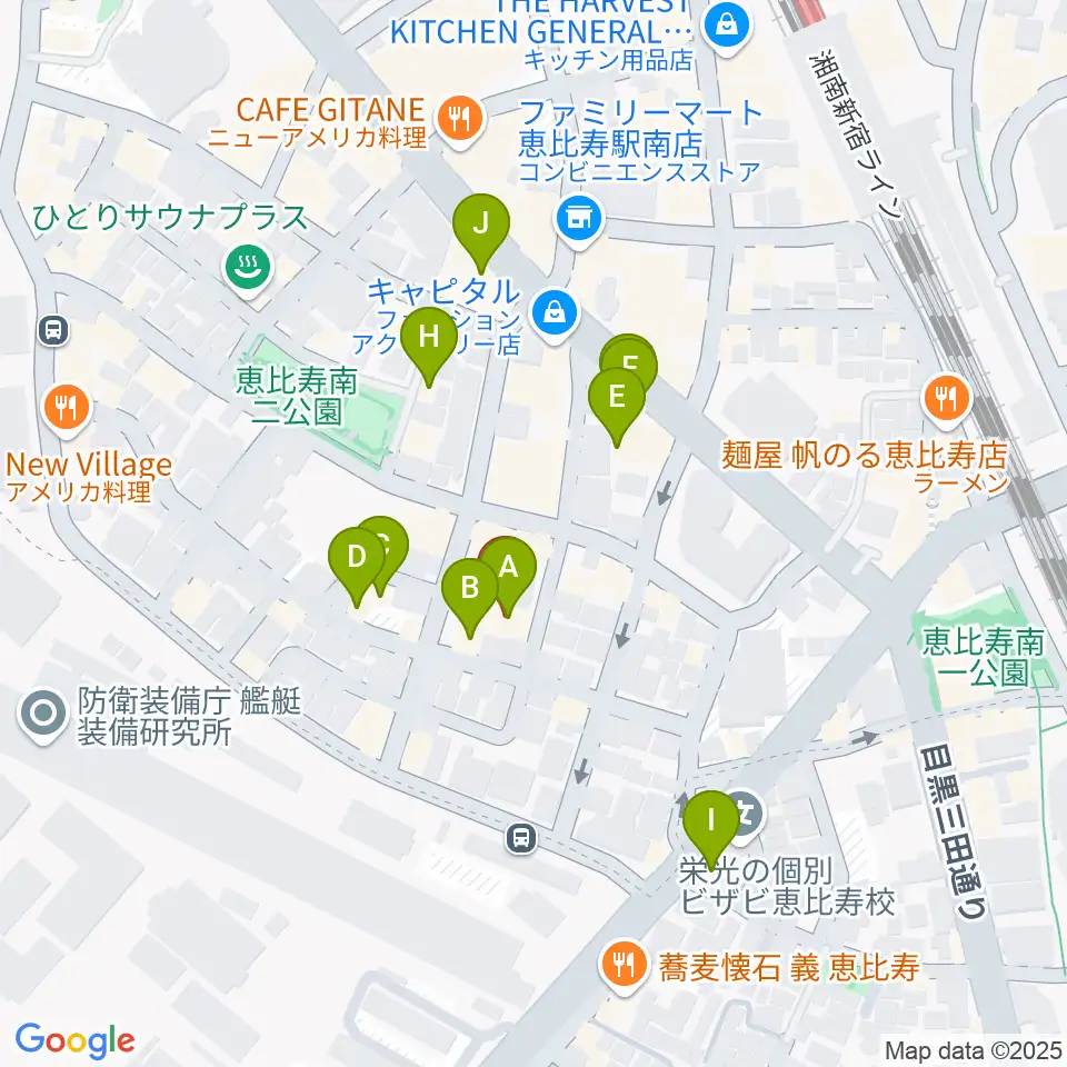 ATOゴスペル教室 恵比寿本校周辺のファミレス・ファーストフード一覧地図