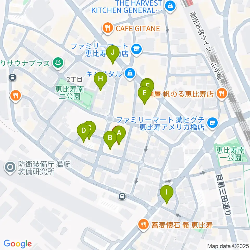 ATOゴスペル教室 恵比寿本校周辺のファミレス・ファーストフード一覧地図