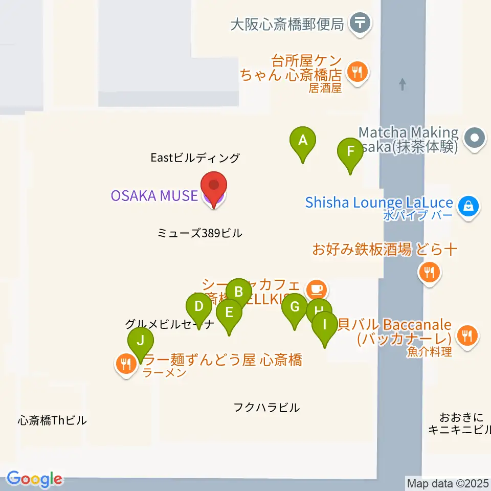 OSAKA MUSE周辺のファミレス・ファーストフード一覧地図
