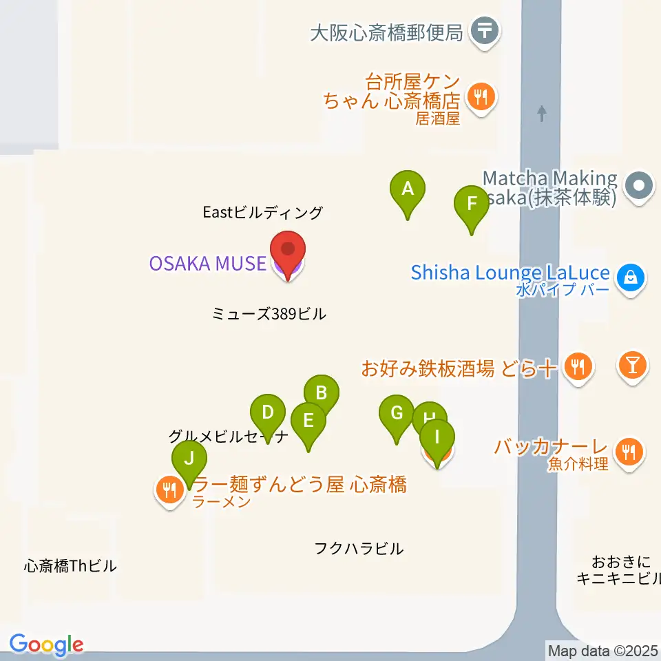 OSAKA MUSE周辺のファミレス・ファーストフード一覧地図