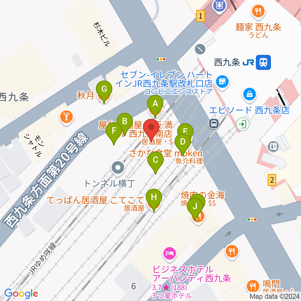 西九条BRAND NEW周辺のファミレス・ファーストフード一覧地図