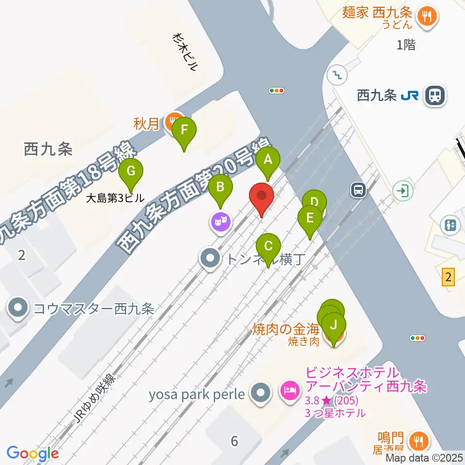 西九条BRAND NEW周辺のファミレス・ファーストフード一覧地図