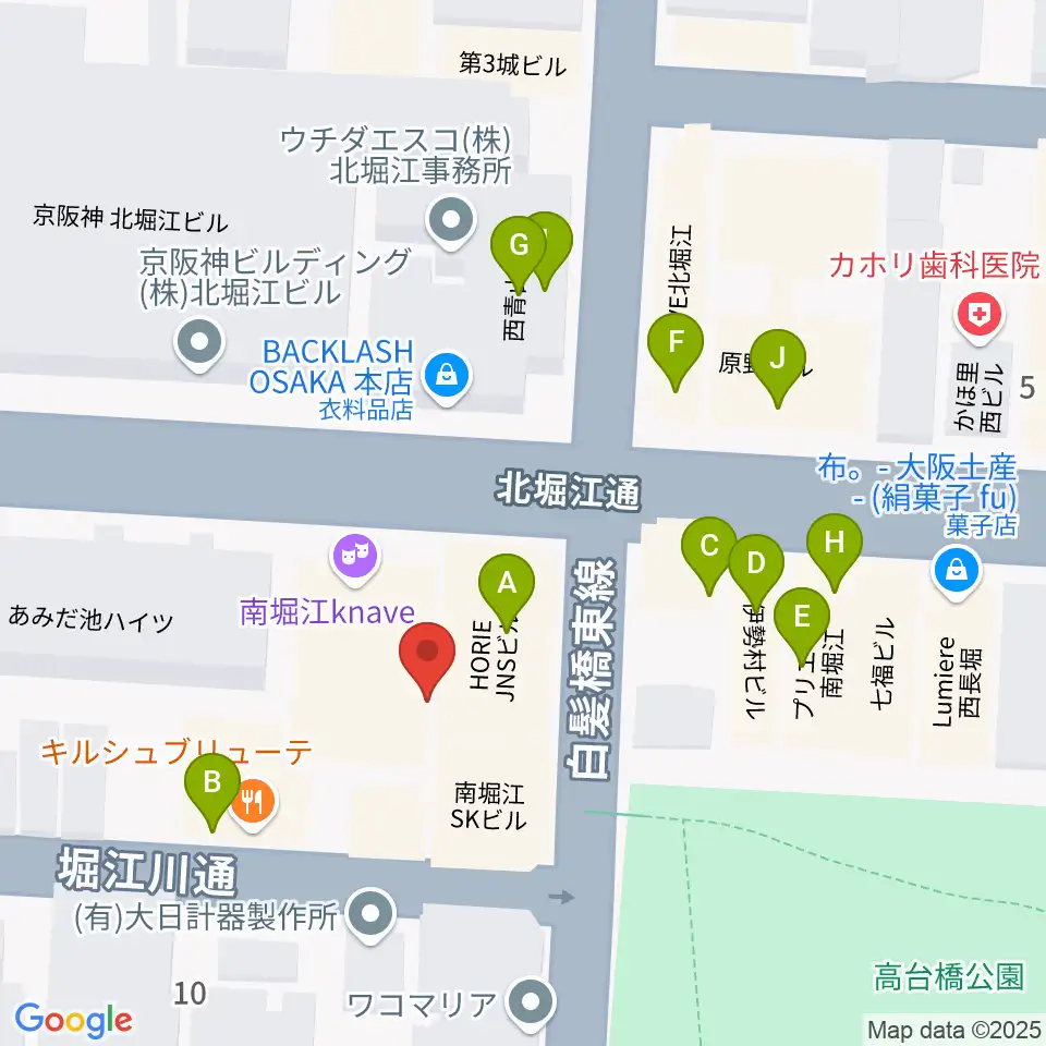 南堀江knave周辺のファミレス・ファーストフード一覧地図