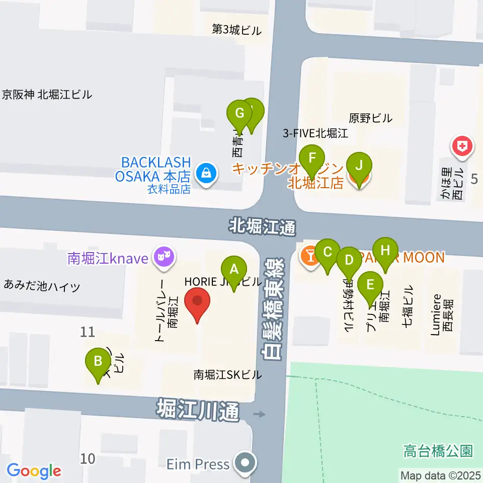 南堀江knave周辺のファミレス・ファーストフード一覧地図