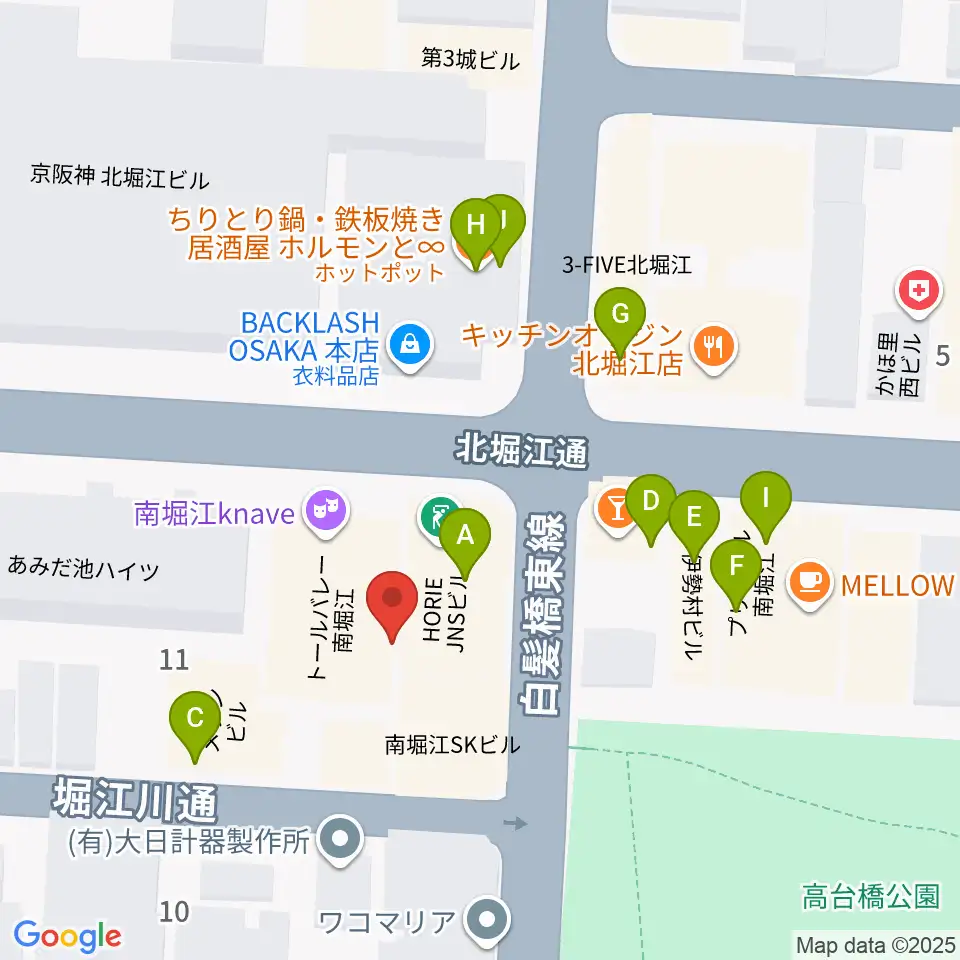 南堀江knave周辺のファミレス・ファーストフード一覧地図