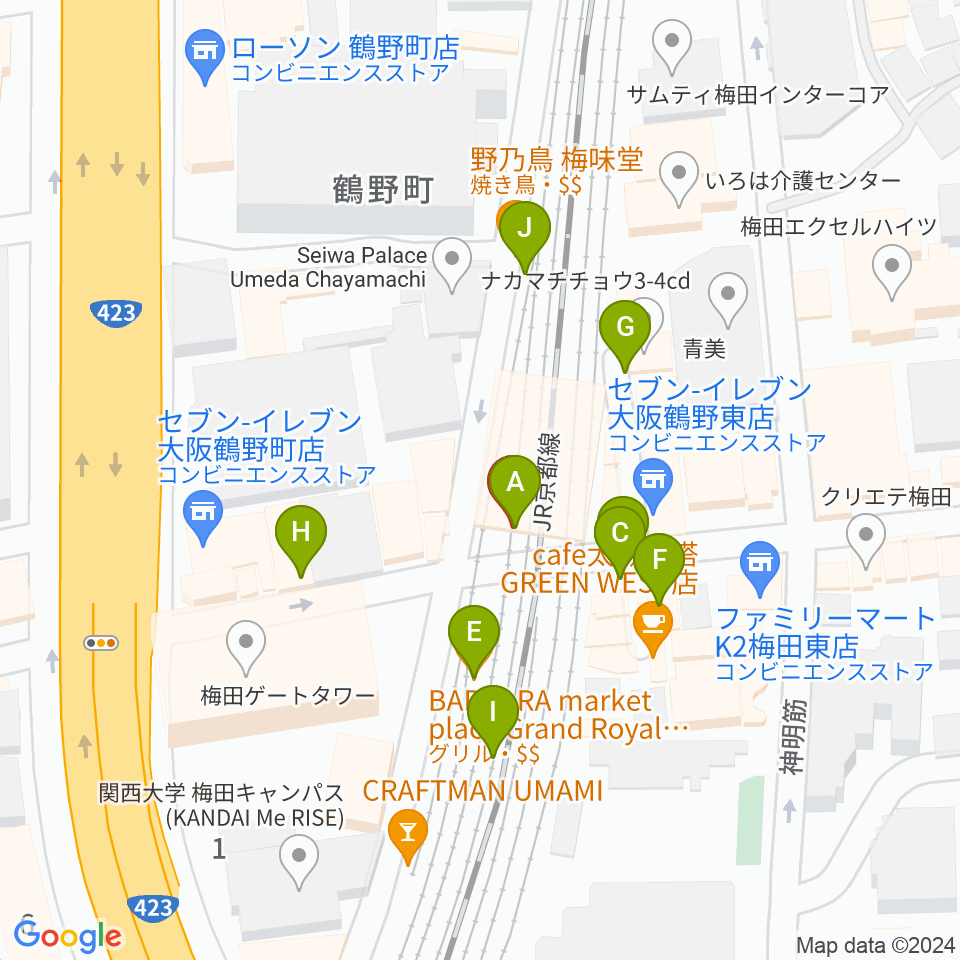 NOON+CAFE周辺のファミレス・ファーストフード一覧地図