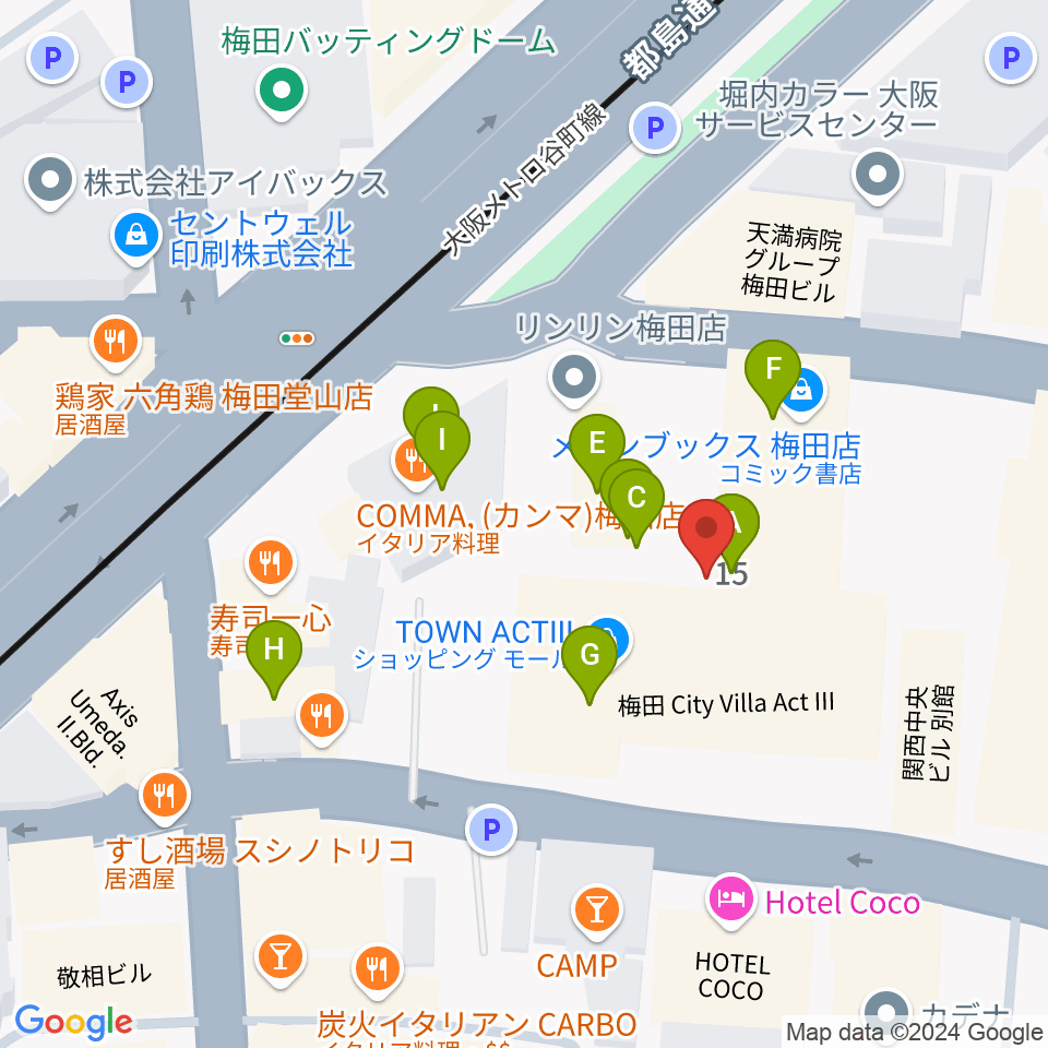 JAZZ ON TOP ACTⅢ店周辺のファミレス・ファーストフード一覧地図