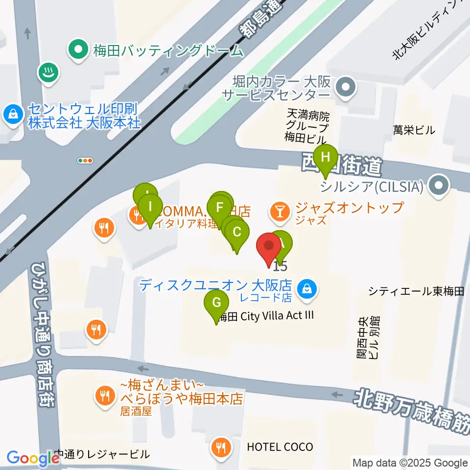 JAZZ ON TOP ACTⅢ店周辺のファミレス・ファーストフード一覧地図