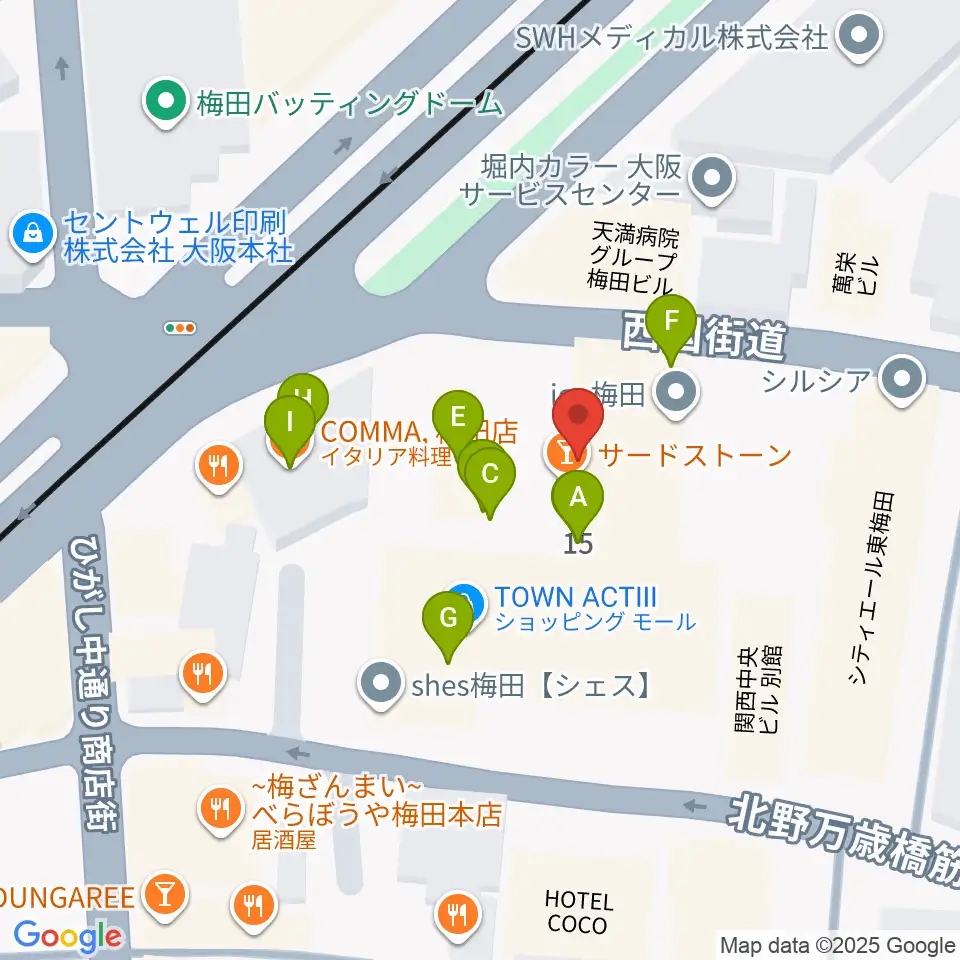 JAZZ ON TOP ACTⅢ店周辺のファミレス・ファーストフード一覧地図