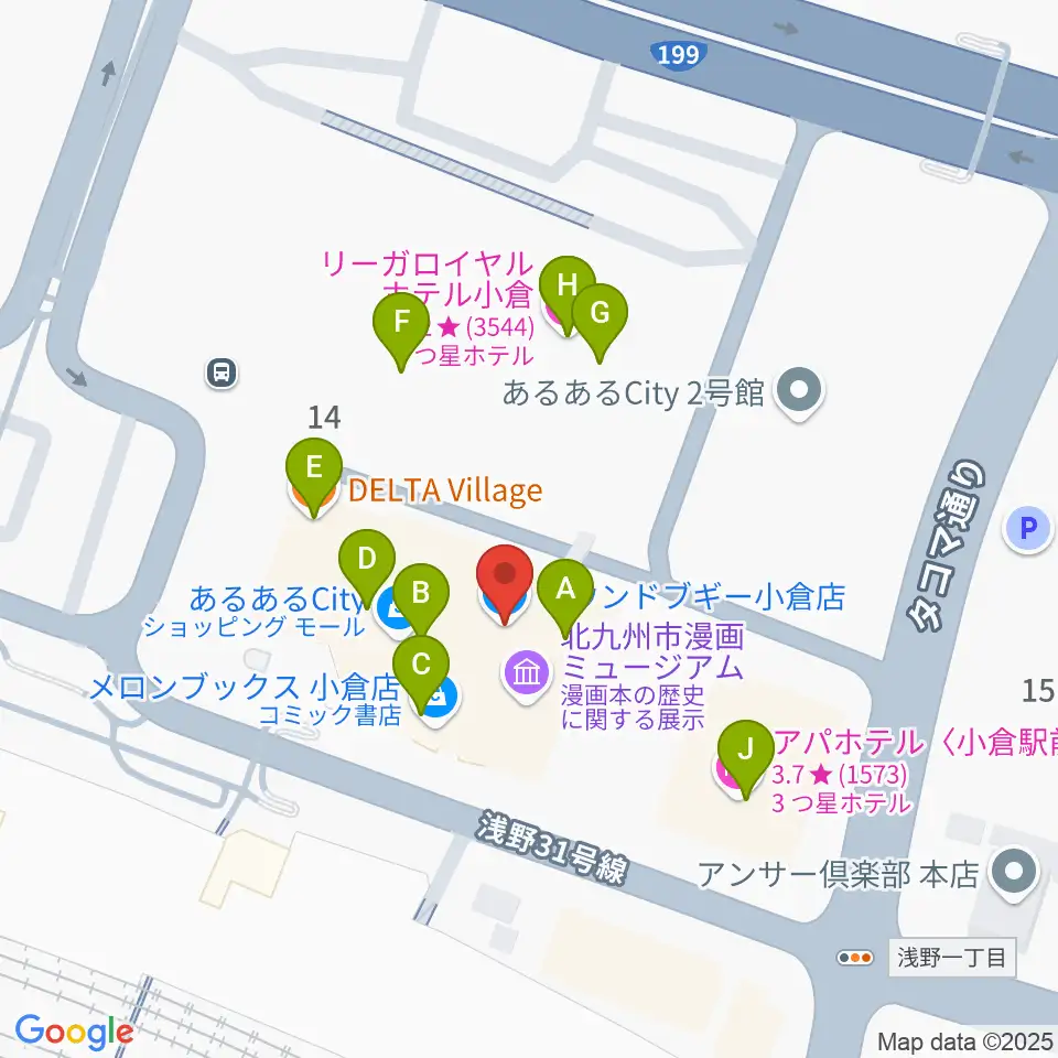 サウンドブギー小倉店周辺のファミレス・ファーストフード一覧地図