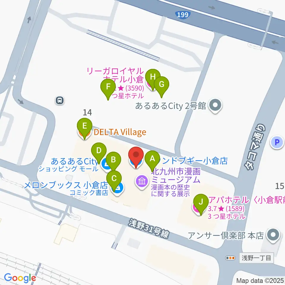 サウンドブギー小倉店周辺のファミレス・ファーストフード一覧地図