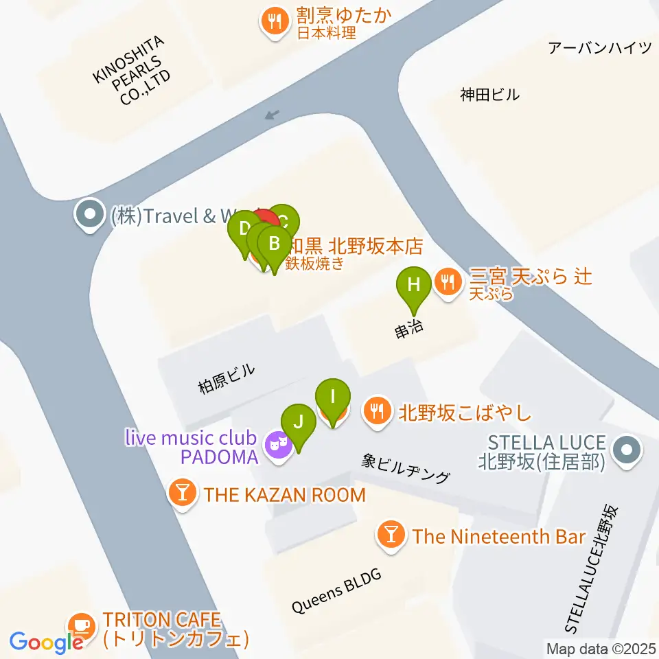 三ノ宮エリース周辺のファミレス・ファーストフード一覧地図