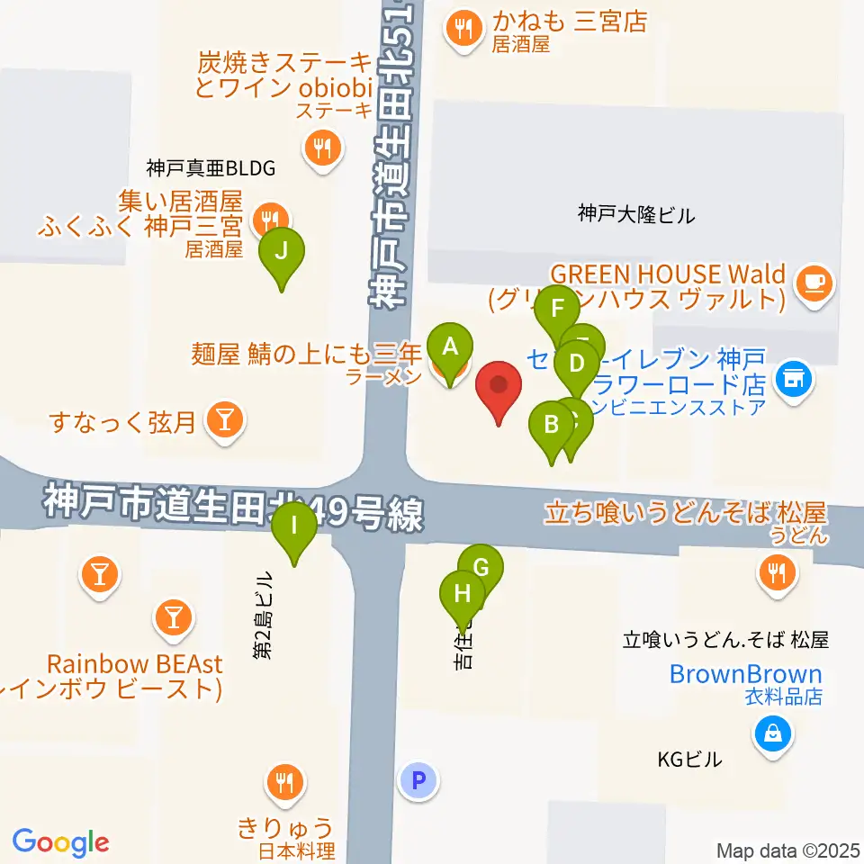 神戸BLUEPORT周辺のファミレス・ファーストフード一覧地図