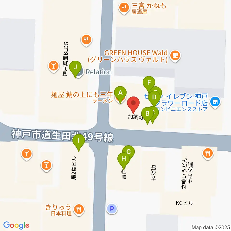 神戸BLUEPORT周辺のファミレス・ファーストフード一覧地図