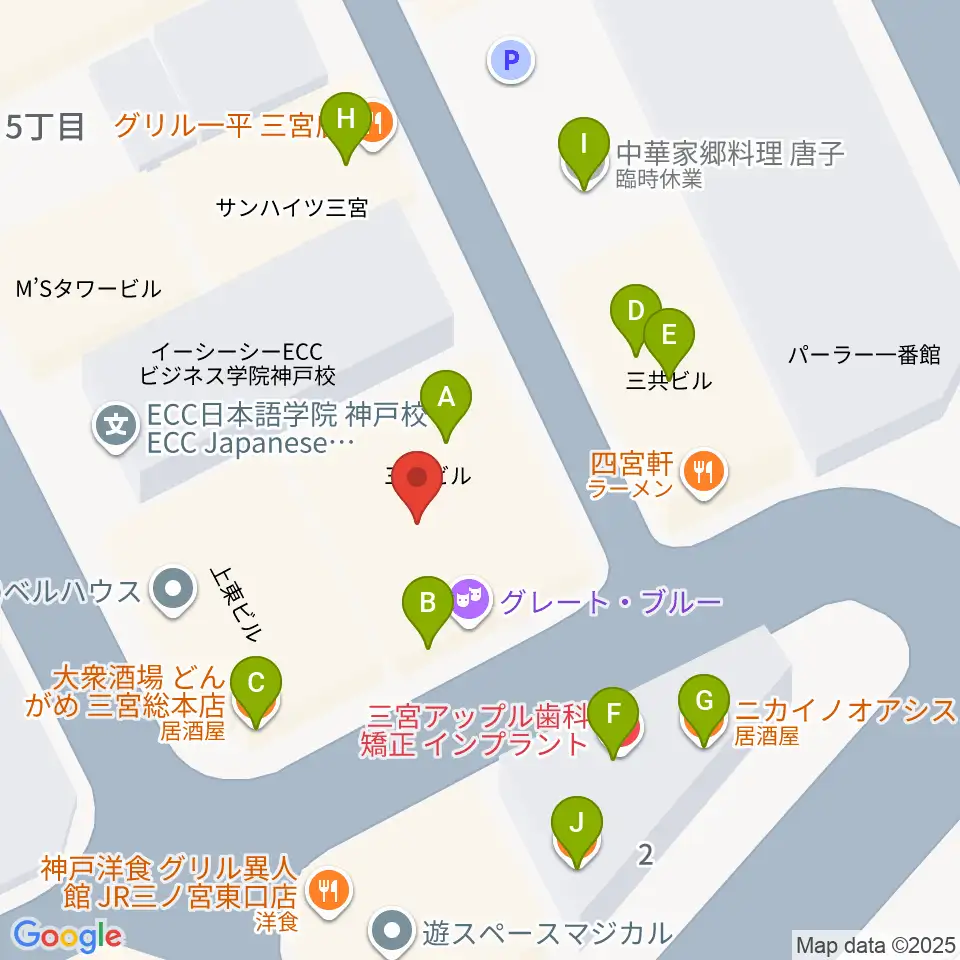 神戸グレートブルー周辺のファミレス・ファーストフード一覧地図
