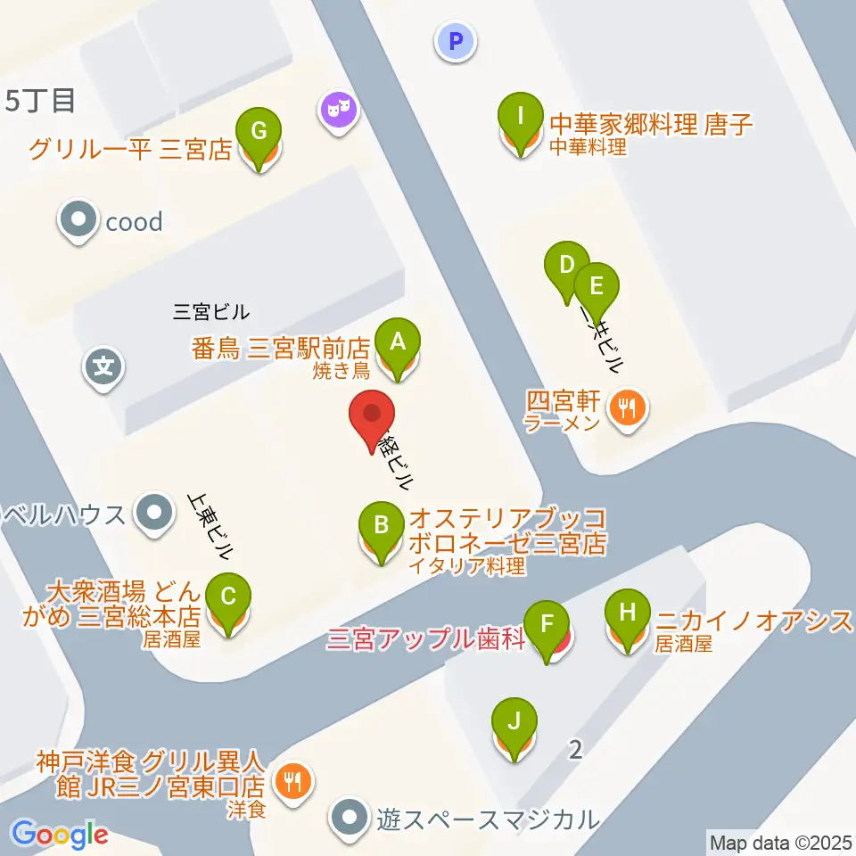 神戸グレートブルー周辺のファミレス・ファーストフード一覧地図