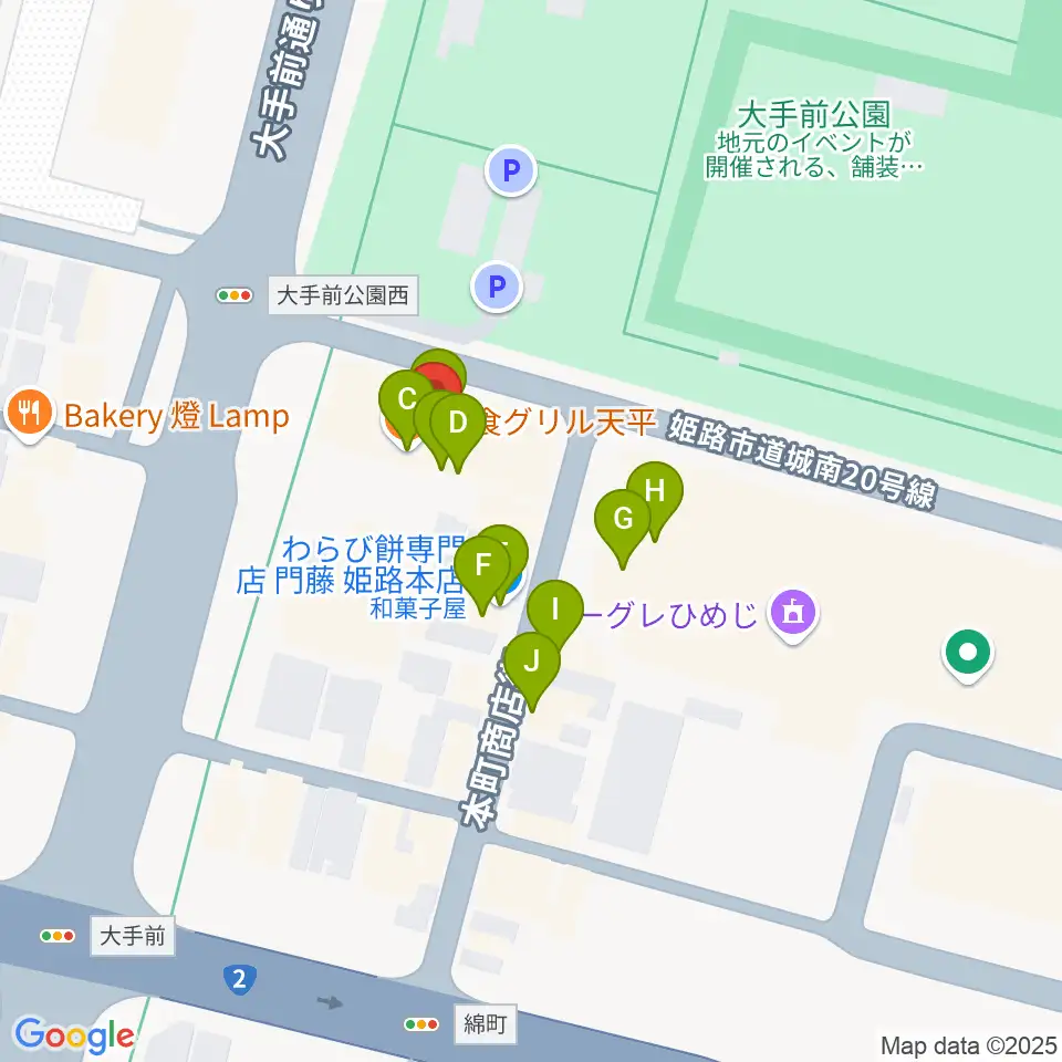 姫路ベータ周辺のファミレス・ファーストフード一覧地図
