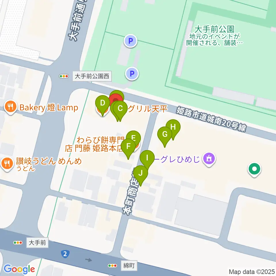 姫路ベータ周辺のファミレス・ファーストフード一覧地図