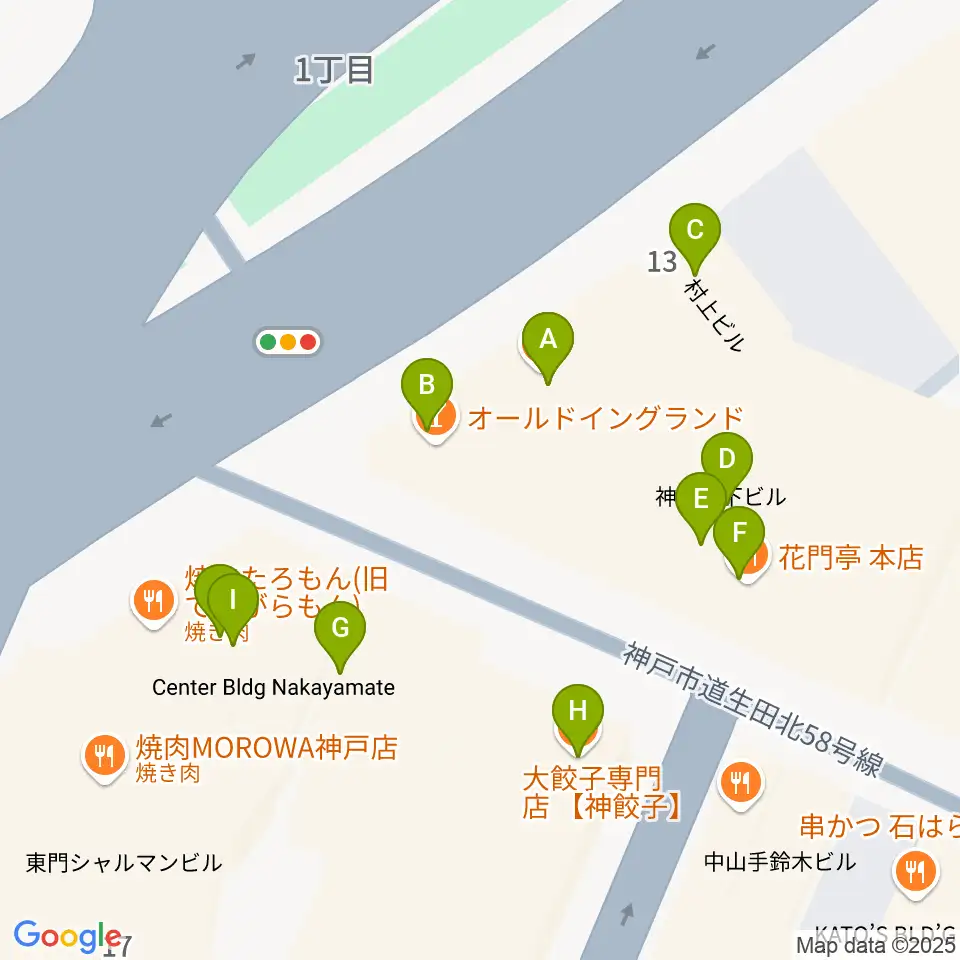 神戸ガレージパラダイス周辺のファミレス・ファーストフード一覧地図