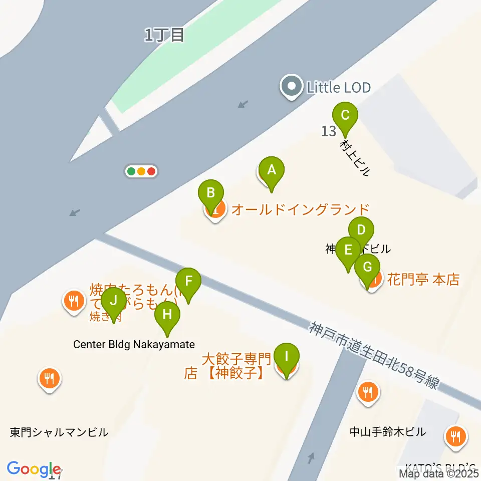 神戸ガレージパラダイス周辺のファミレス・ファーストフード一覧地図