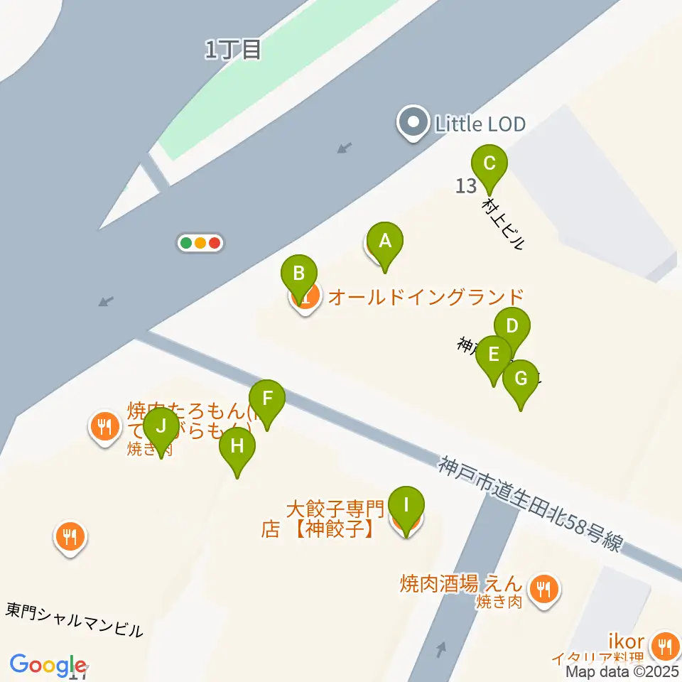 神戸ガレージパラダイス周辺のファミレス・ファーストフード一覧地図