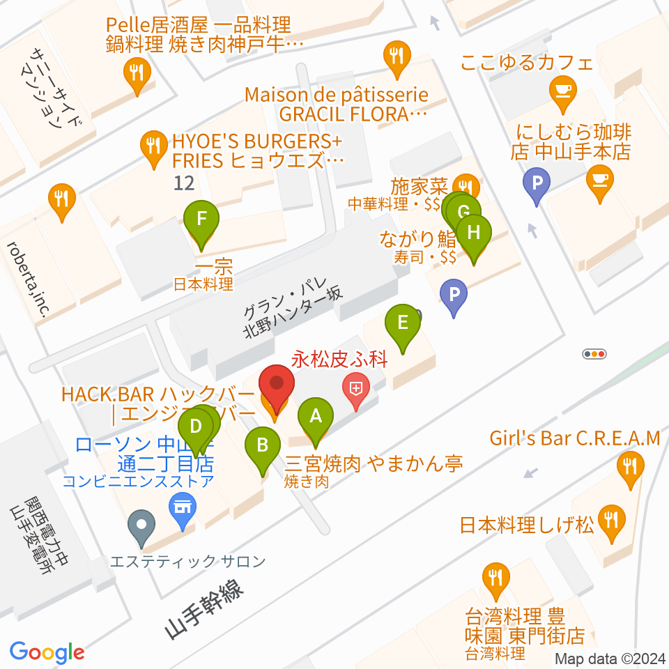 reggae bar JAMDUNG周辺のファミレス・ファーストフード一覧地図