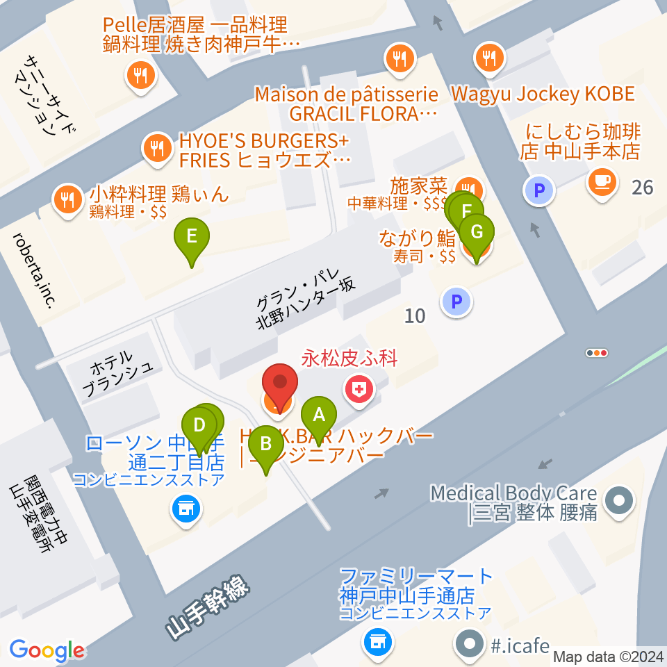 reggae bar JAMDUNG周辺のファミレス・ファーストフード一覧地図