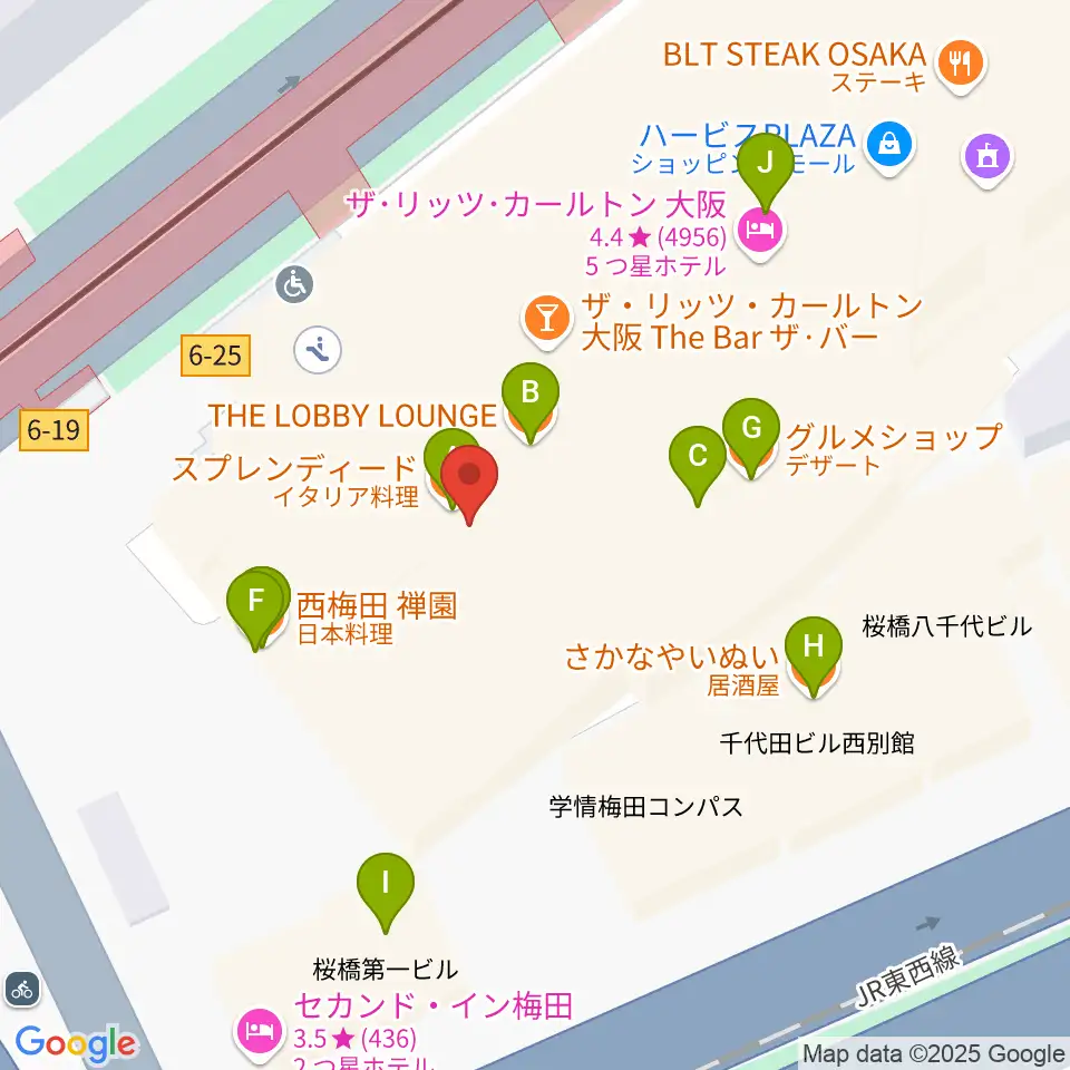 ハービスHALL周辺のファミレス・ファーストフード一覧地図