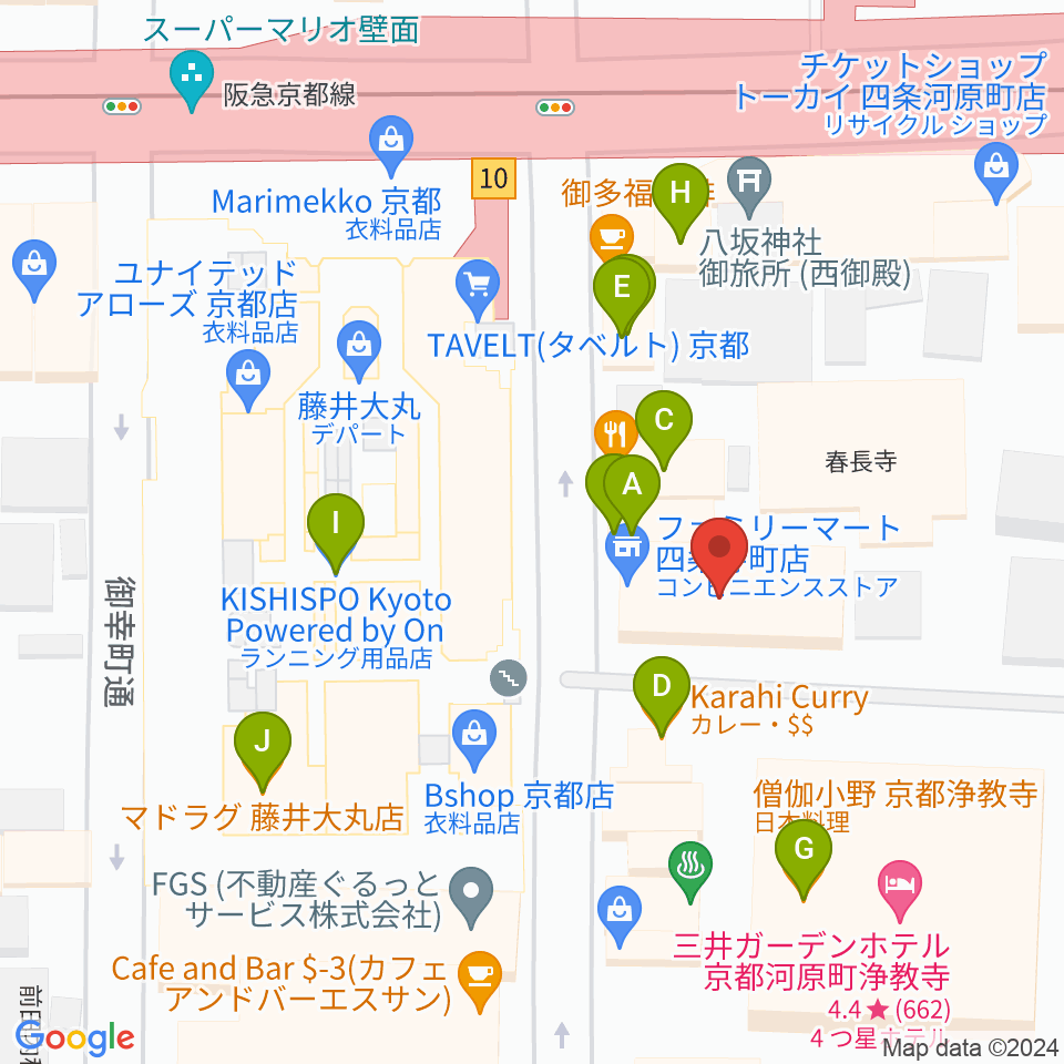 都雅都雅 トガトガ周辺のファミレス・ファーストフード一覧地図