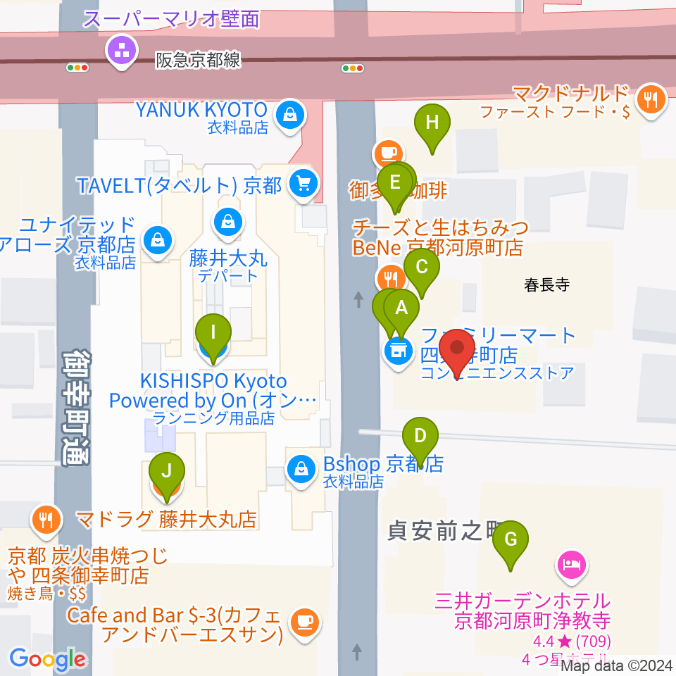 都雅都雅 トガトガ周辺のファミレス・ファーストフード一覧地図