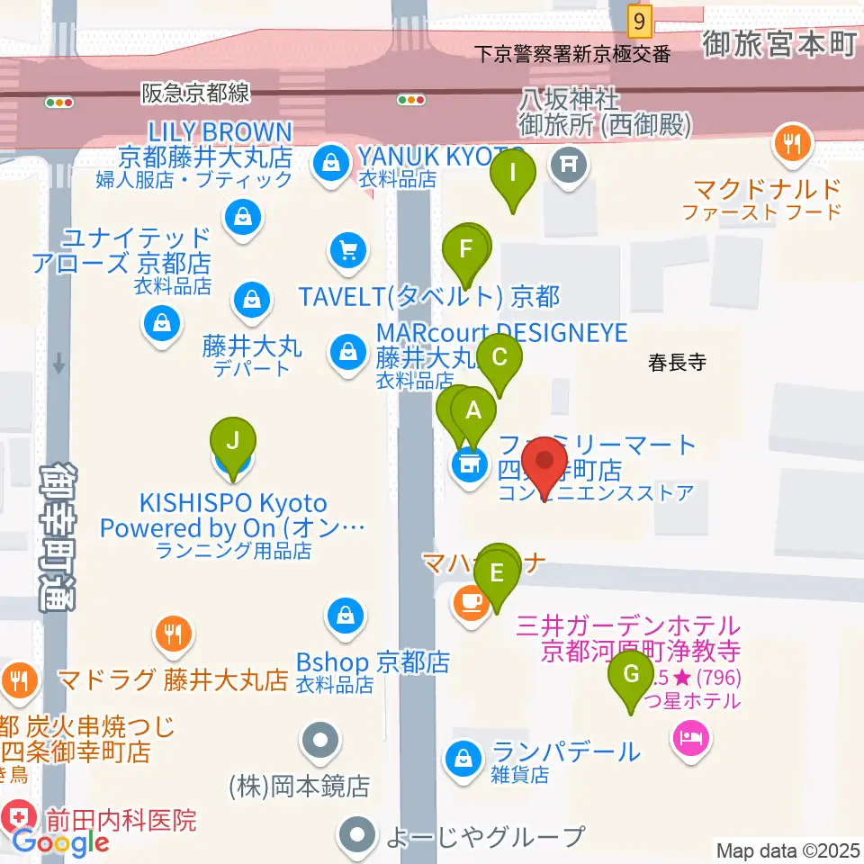 都雅都雅 トガトガ周辺のファミレス・ファーストフード一覧地図