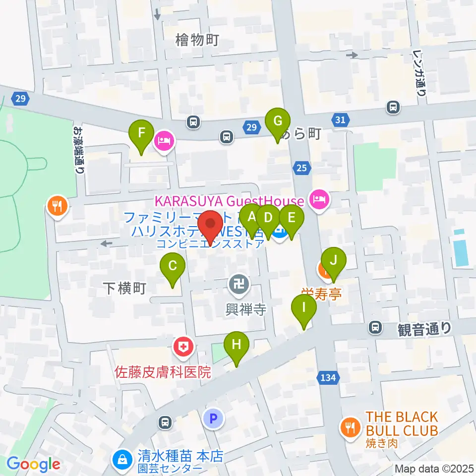 高崎TRUST55周辺のファミレス・ファーストフード一覧地図