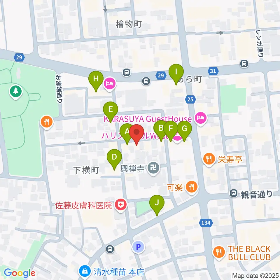高崎TRUST55周辺のファミレス・ファーストフード一覧地図