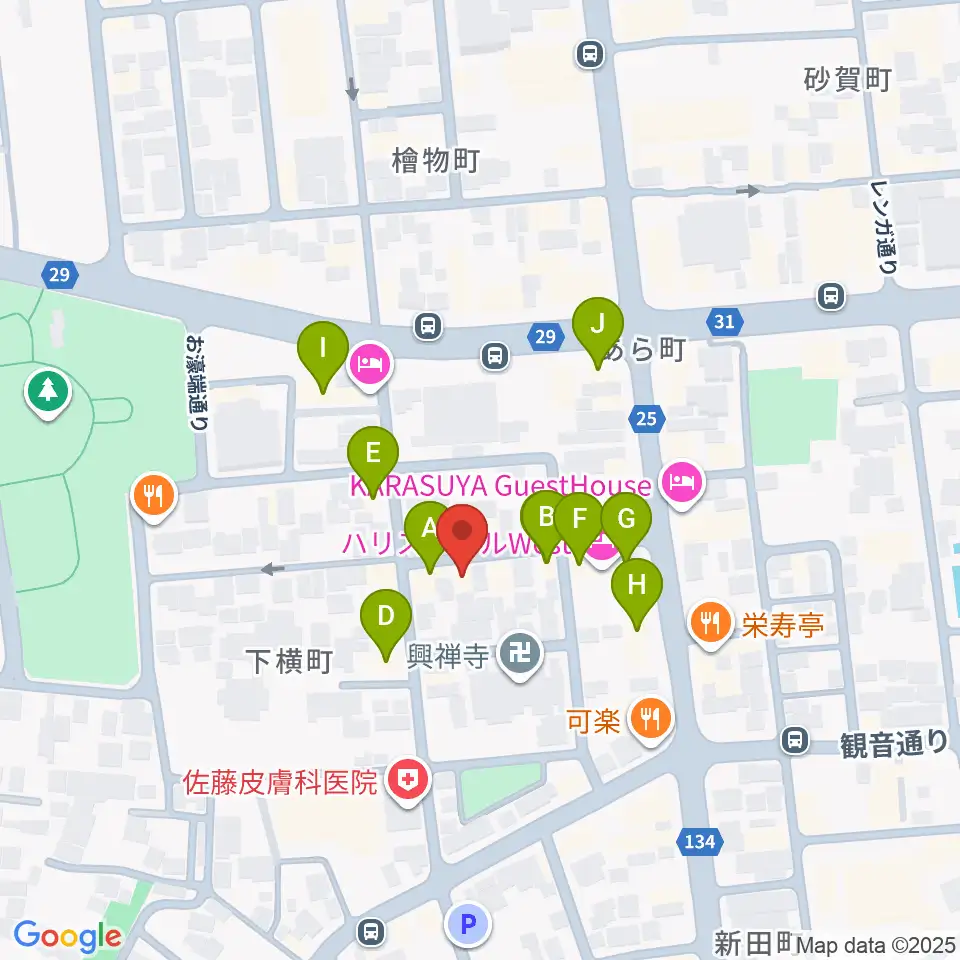 高崎TRUST55周辺のファミレス・ファーストフード一覧地図