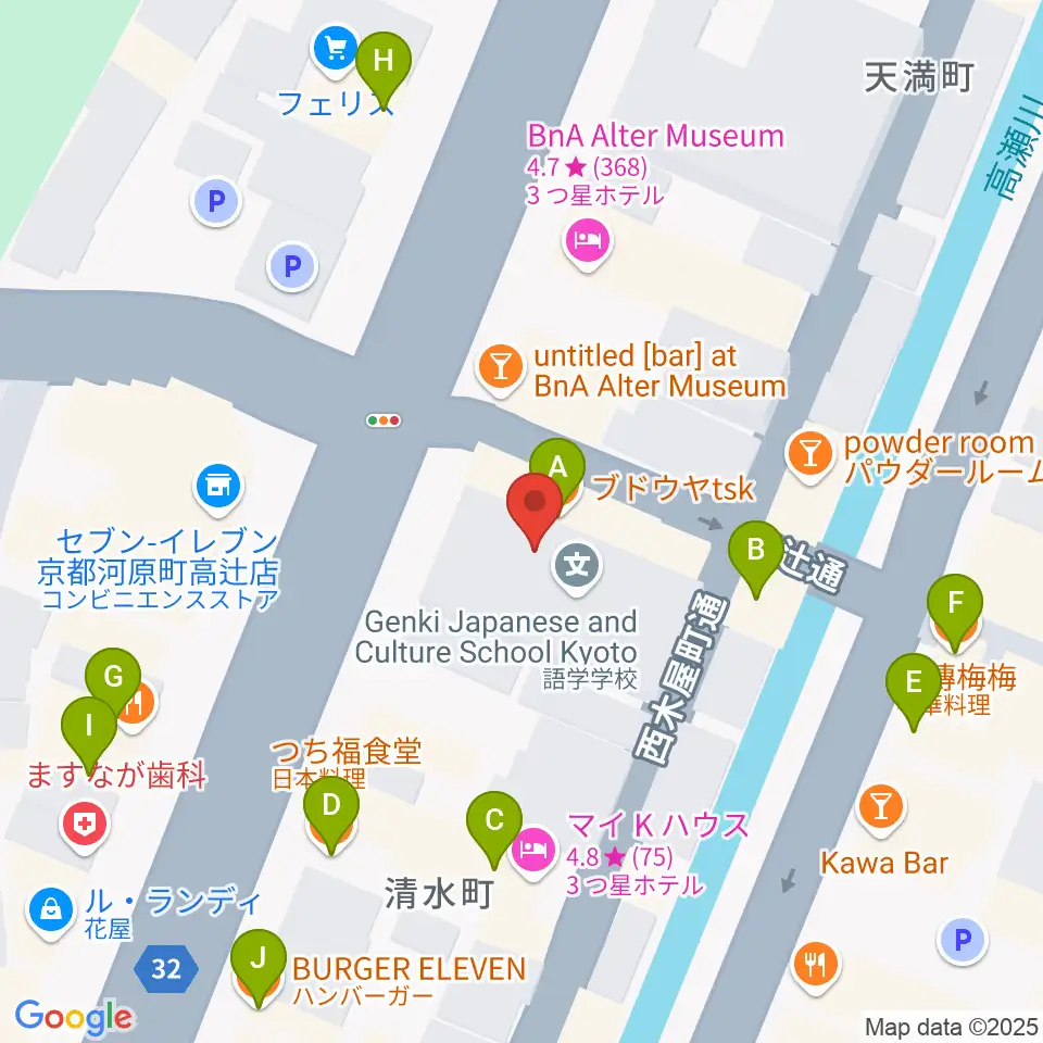 京都アークデュウ周辺のファミレス・ファーストフード一覧地図