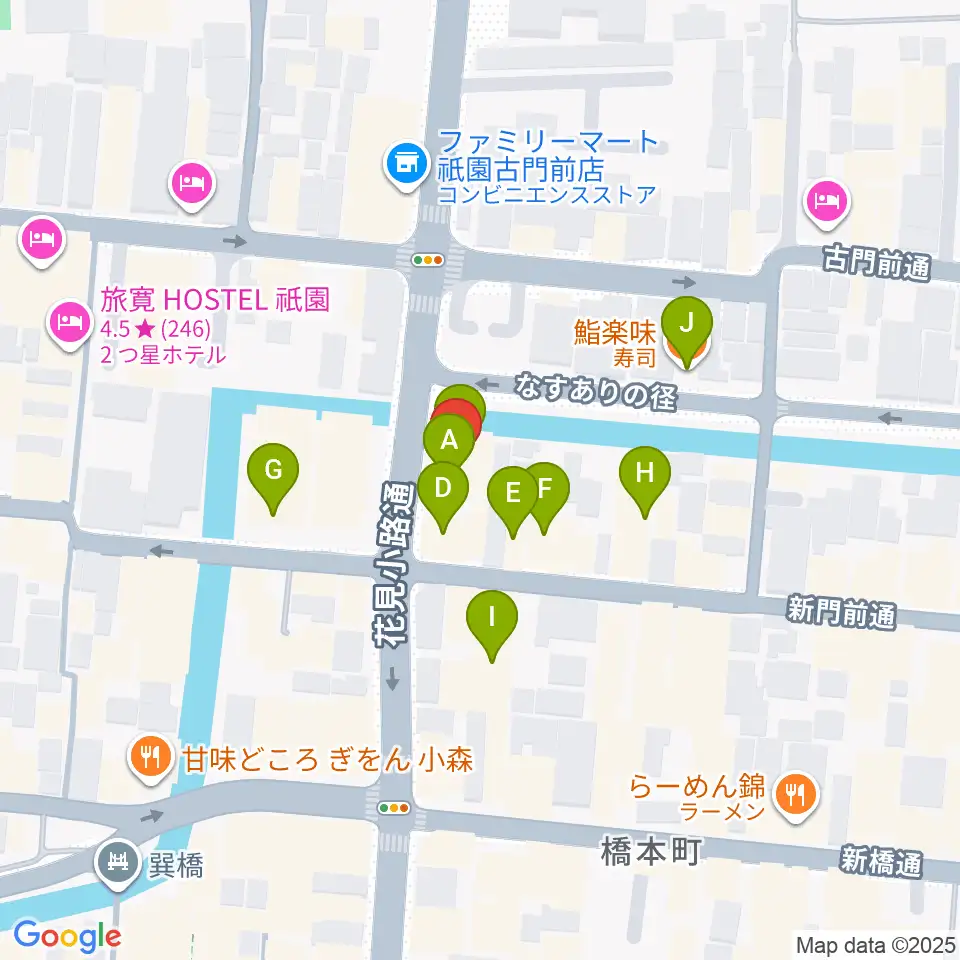 JAZZ LIVE CANDY周辺のファミレス・ファーストフード一覧地図