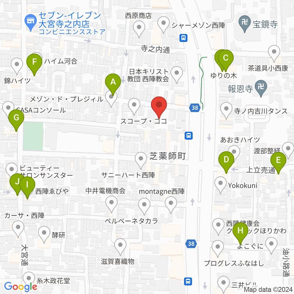 京都ヴィンセント周辺のファミレス・ファーストフード一覧地図