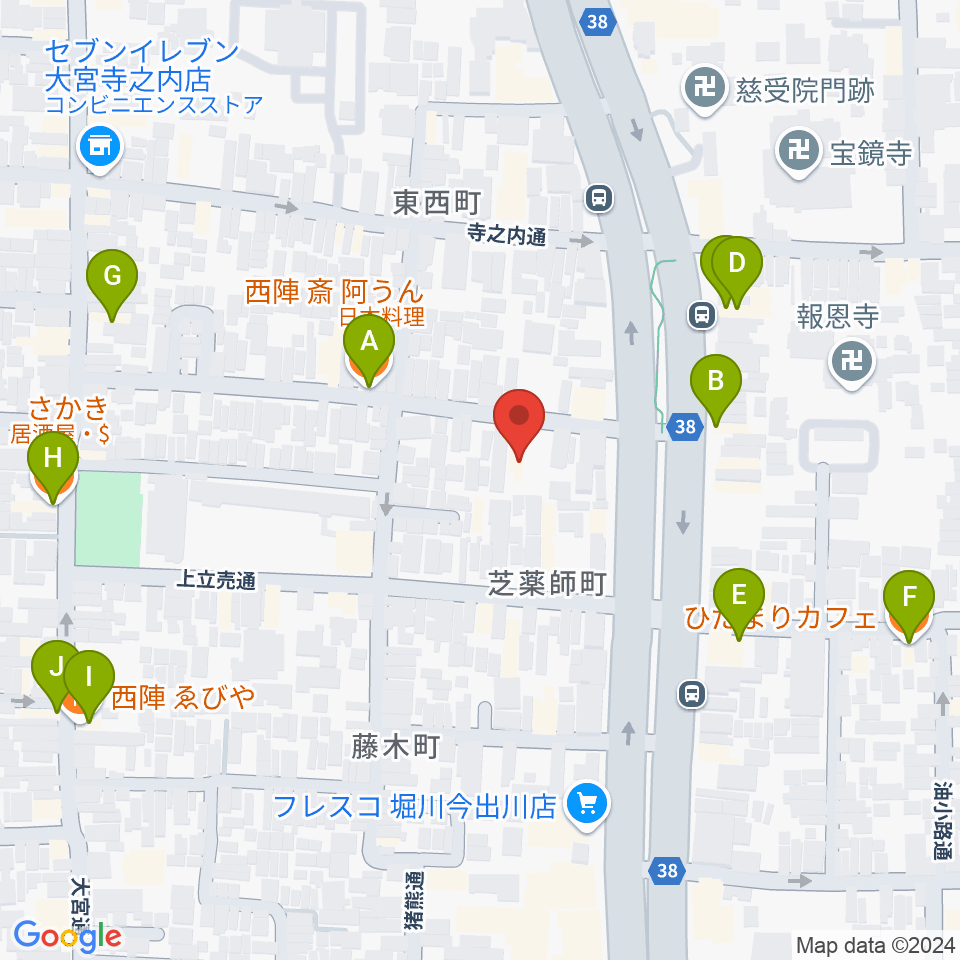 京都ヴィンセント周辺のファミレス・ファーストフード一覧地図