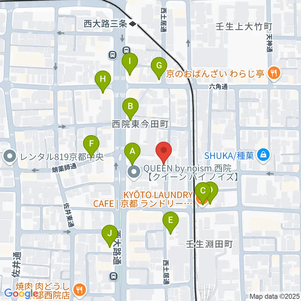 西院ネガポジ周辺のファミレス・ファーストフード一覧地図