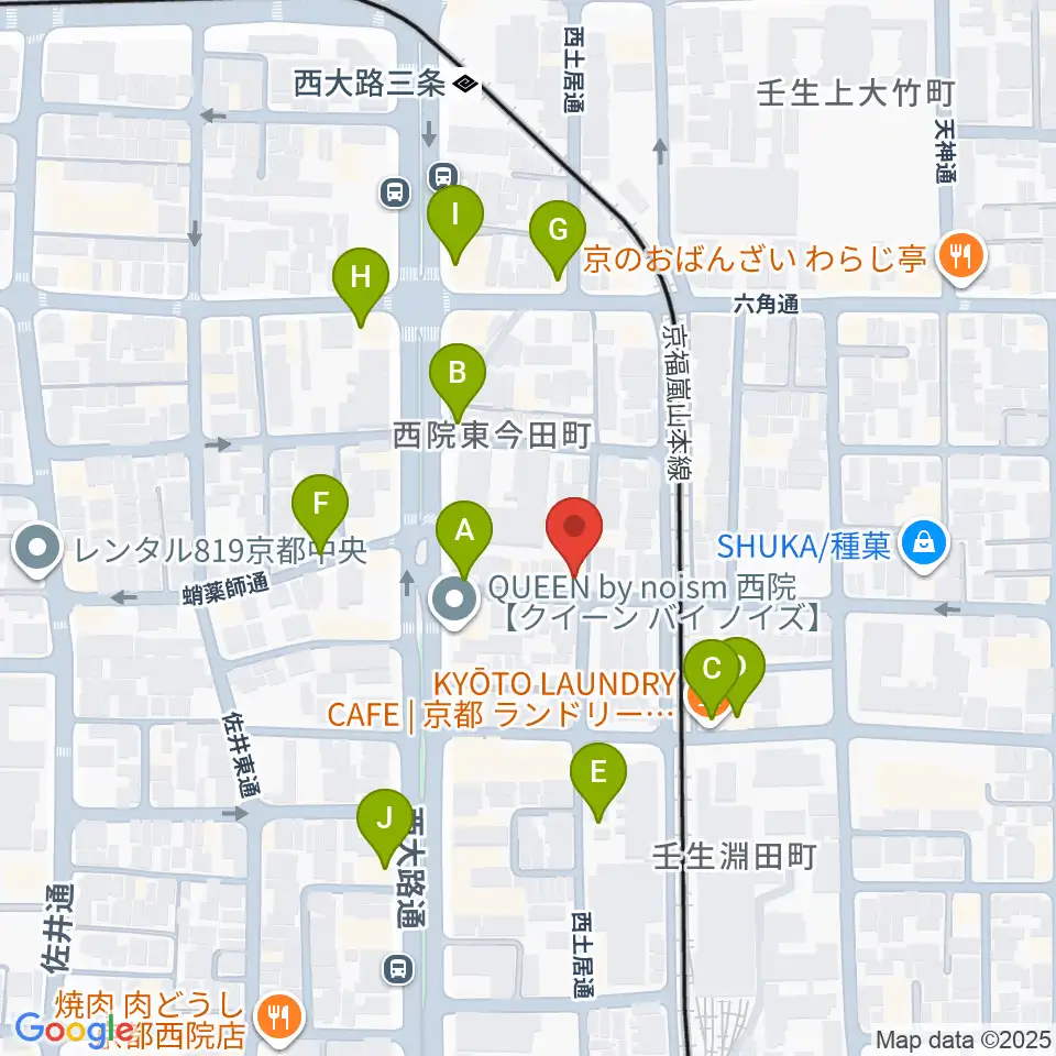 西院ネガポジ周辺のファミレス・ファーストフード一覧地図