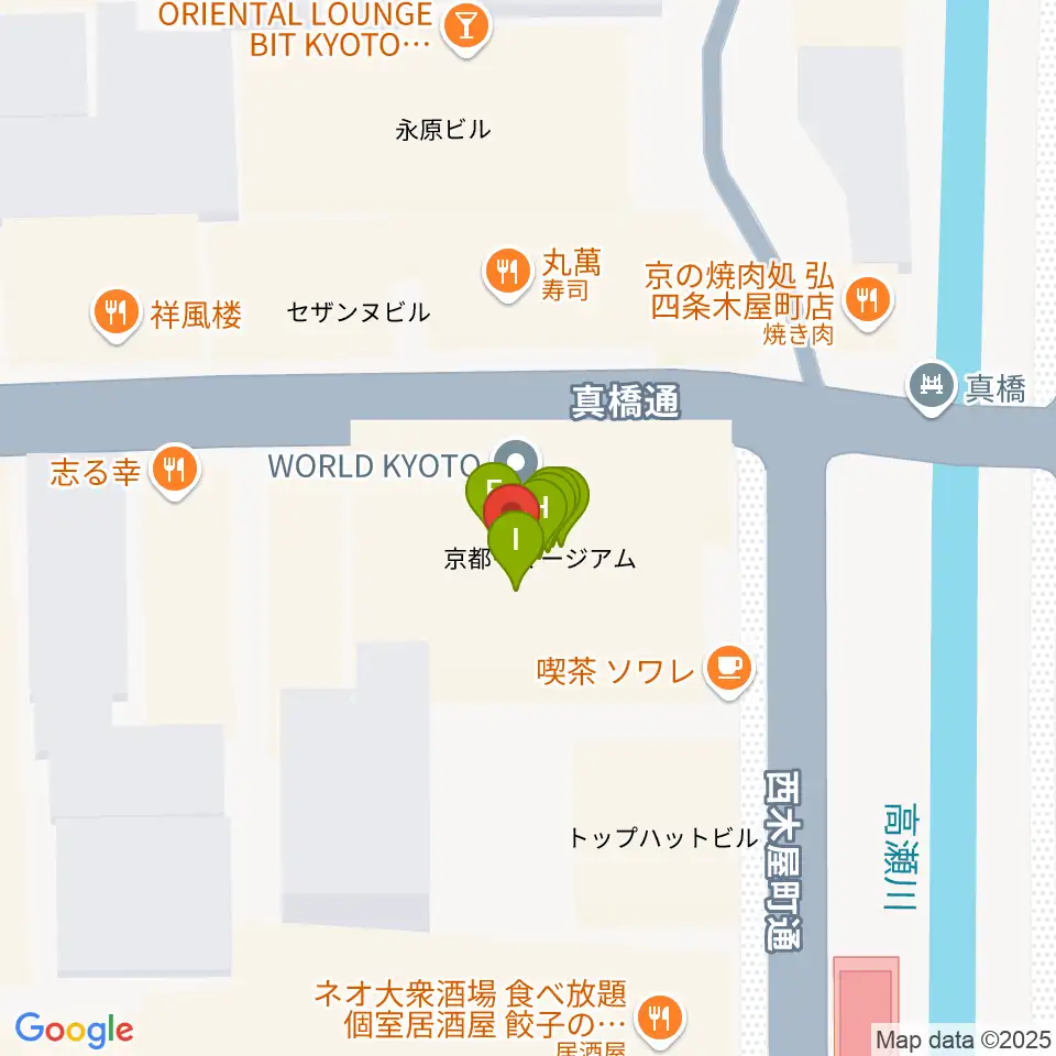 WORLD KYOTO周辺のファミレス・ファーストフード一覧地図