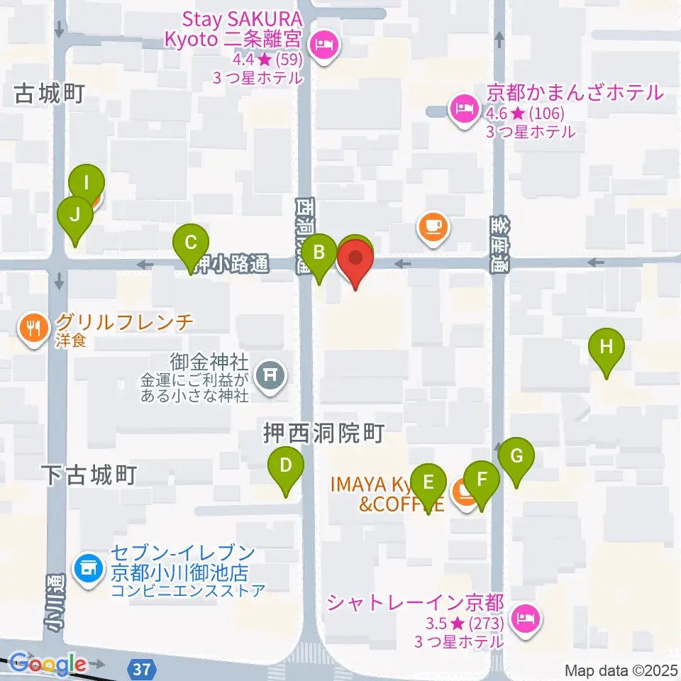 京都nano周辺のファミレス・ファーストフード一覧地図