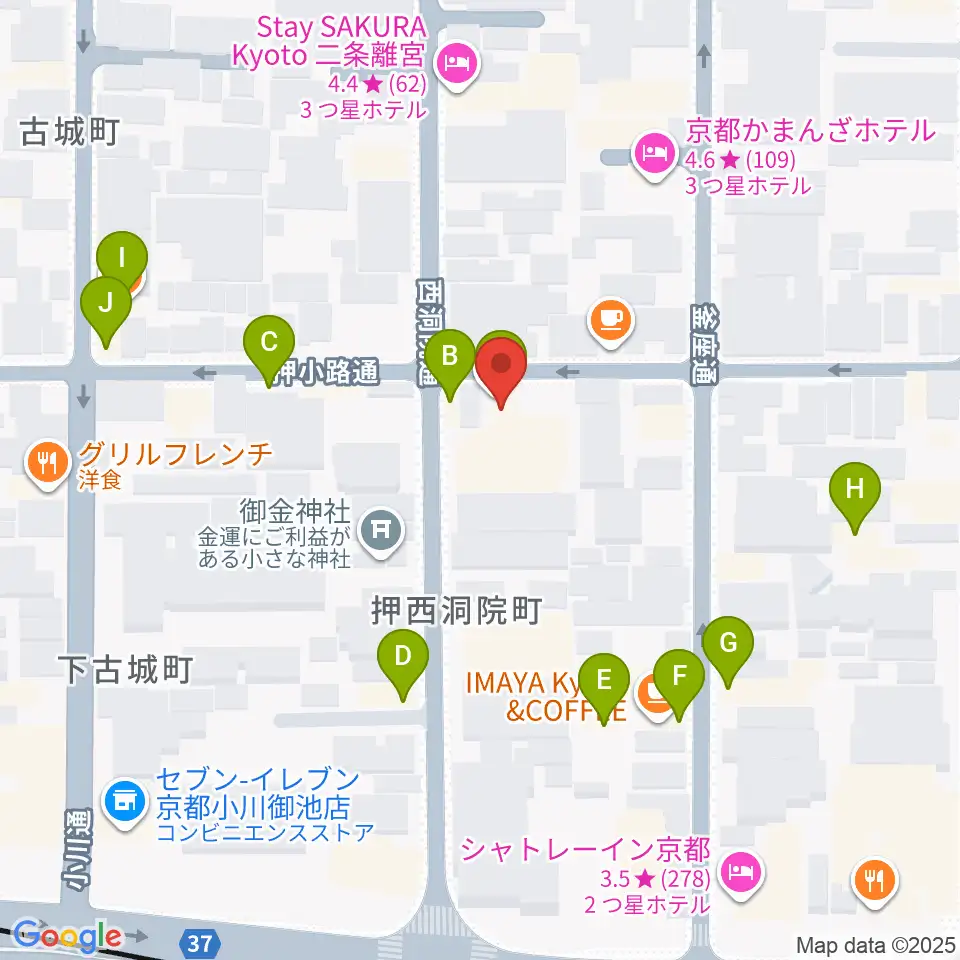 京都nano周辺のファミレス・ファーストフード一覧地図