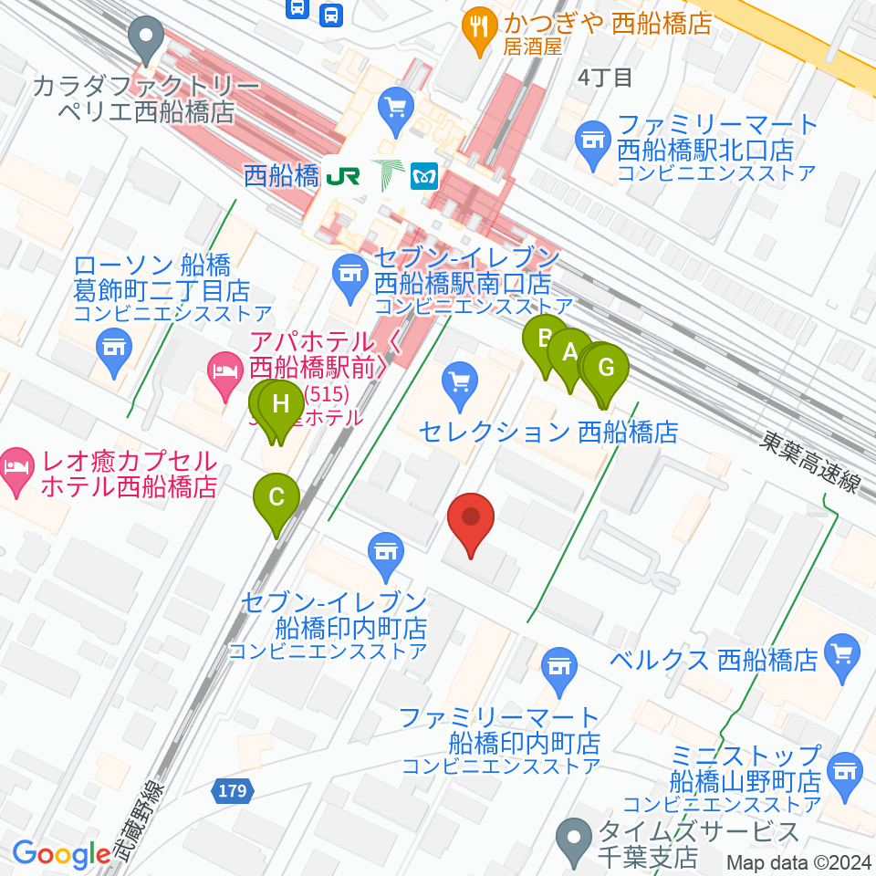 スタジオサン西船橋店周辺のファミレス・ファーストフード一覧地図